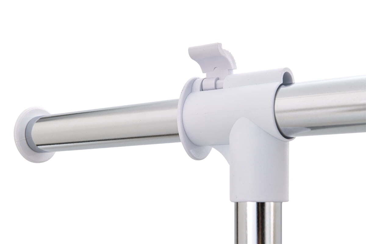 Mainstays Adjustable Rolling Garment Rack Metal Chrome, White 6