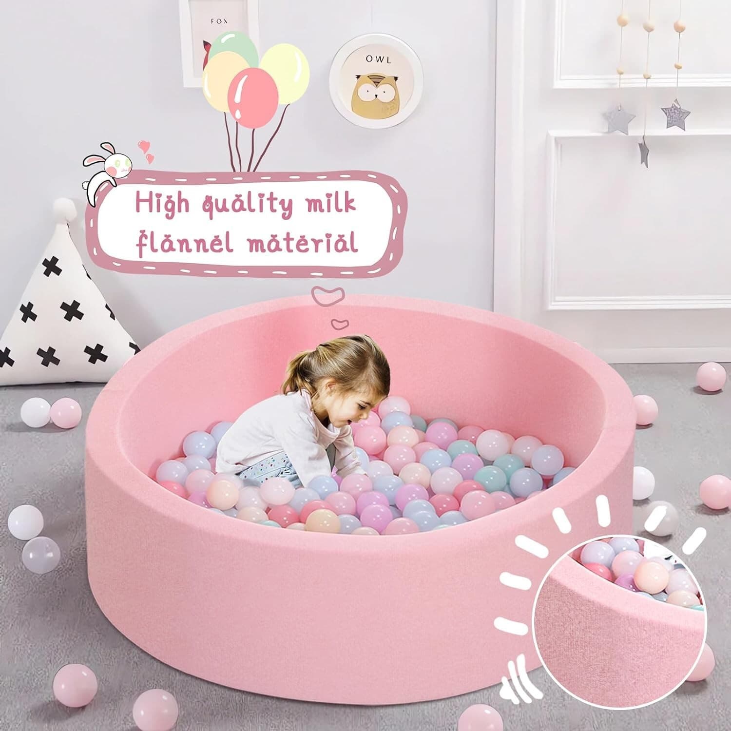 Ball Pit - 36’’ X 12’’ Foam Play Area for Children Toddlers, Round Soft Tub, 35" 4