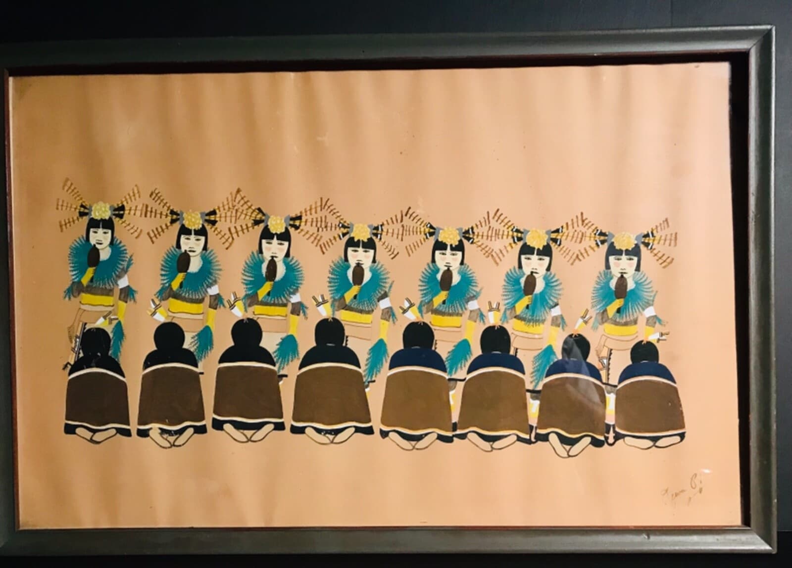 ABEL SANCHEZ / OQWA PI (SAN ILDEFONSO,1899-1971)UNTITLED,CEREMONIAL SCENE,SIGNED 6