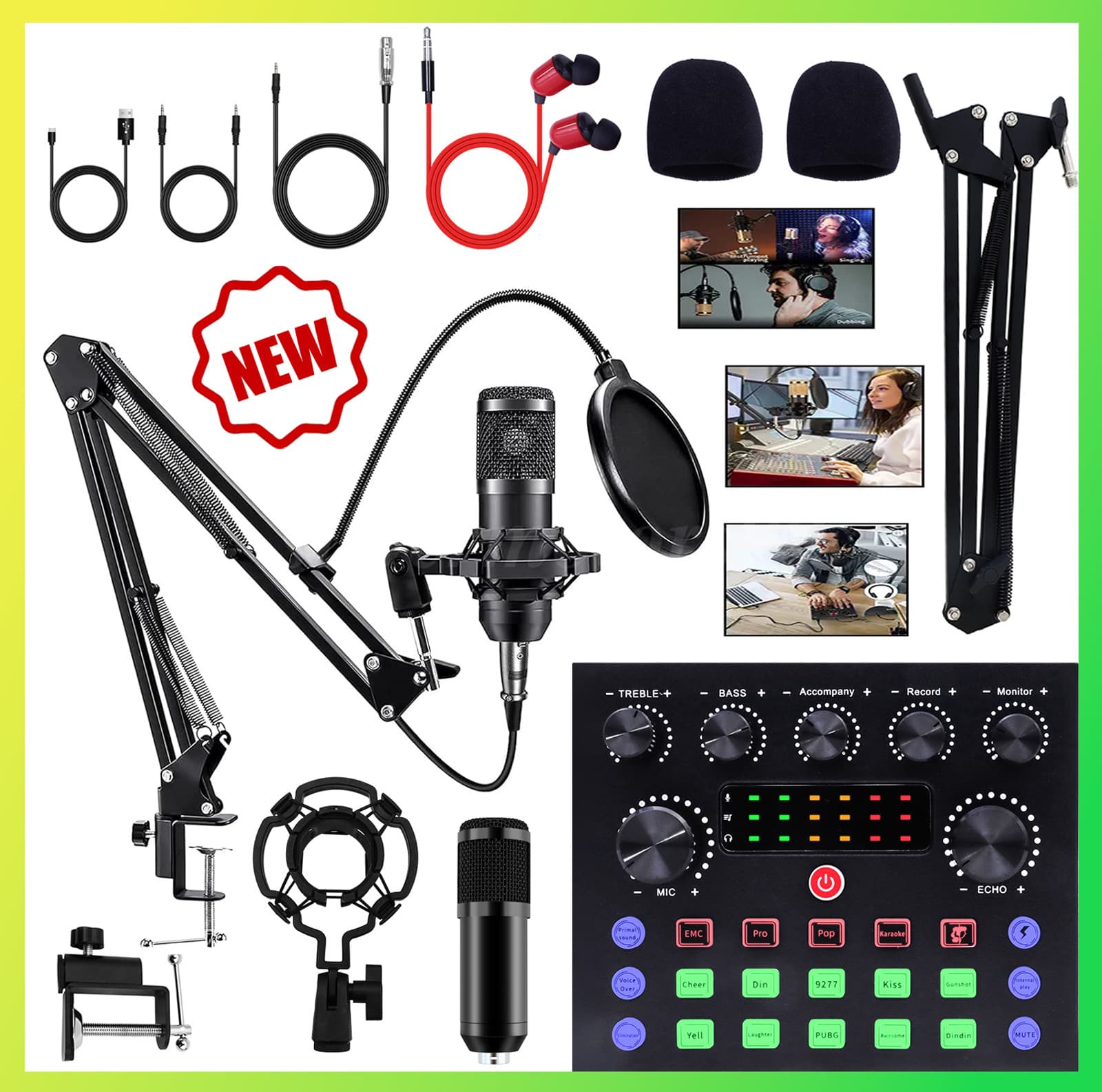 Complete Home Studio Recording Kit Mixer Condenser Microphone For Music Podcast