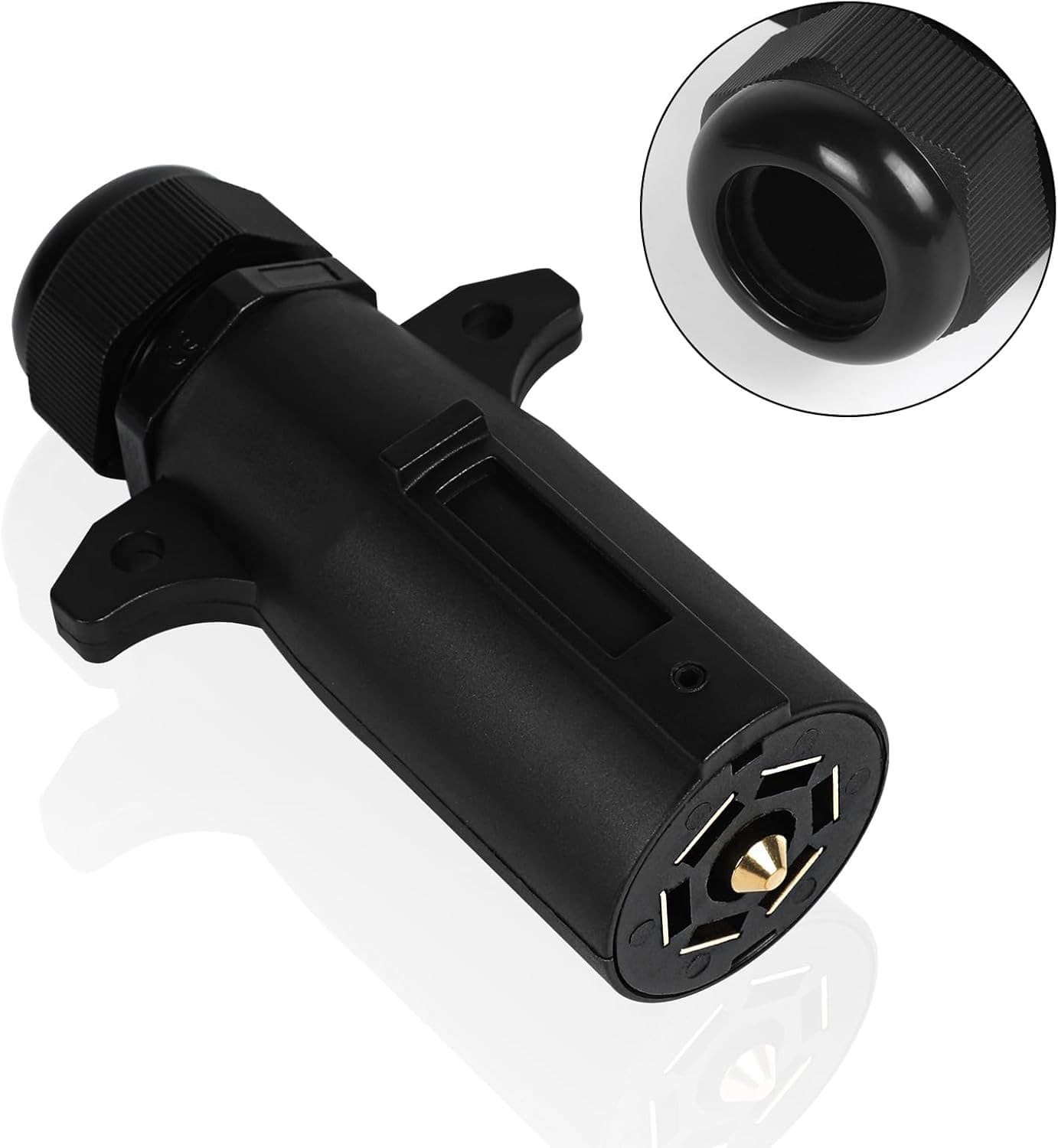 7 Pin Trailer Plug w/Waterproof Seal 7 Way Round RV-Style Trailer Side Connector
