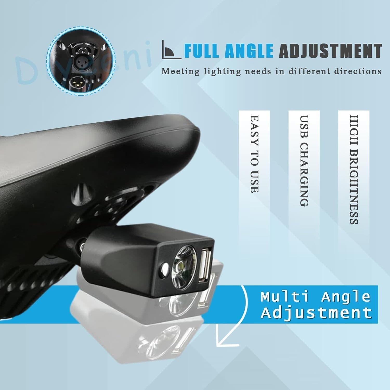 LED Light for Electric Wheelchairs, 3 Pin XLR Head High Brightness Adjustable 4