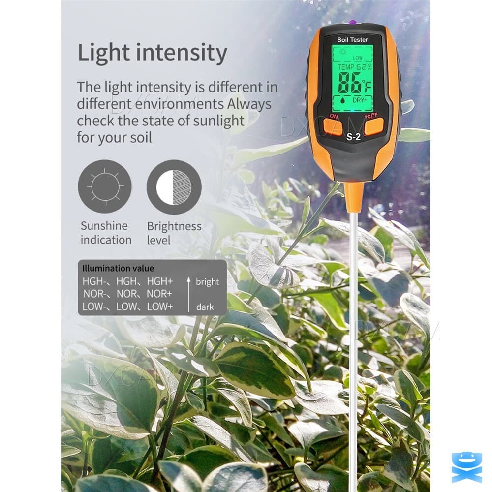 5-in-1 Digital PH Soil Tester LCD Moisture Plant Water Temperature Test Meter 6