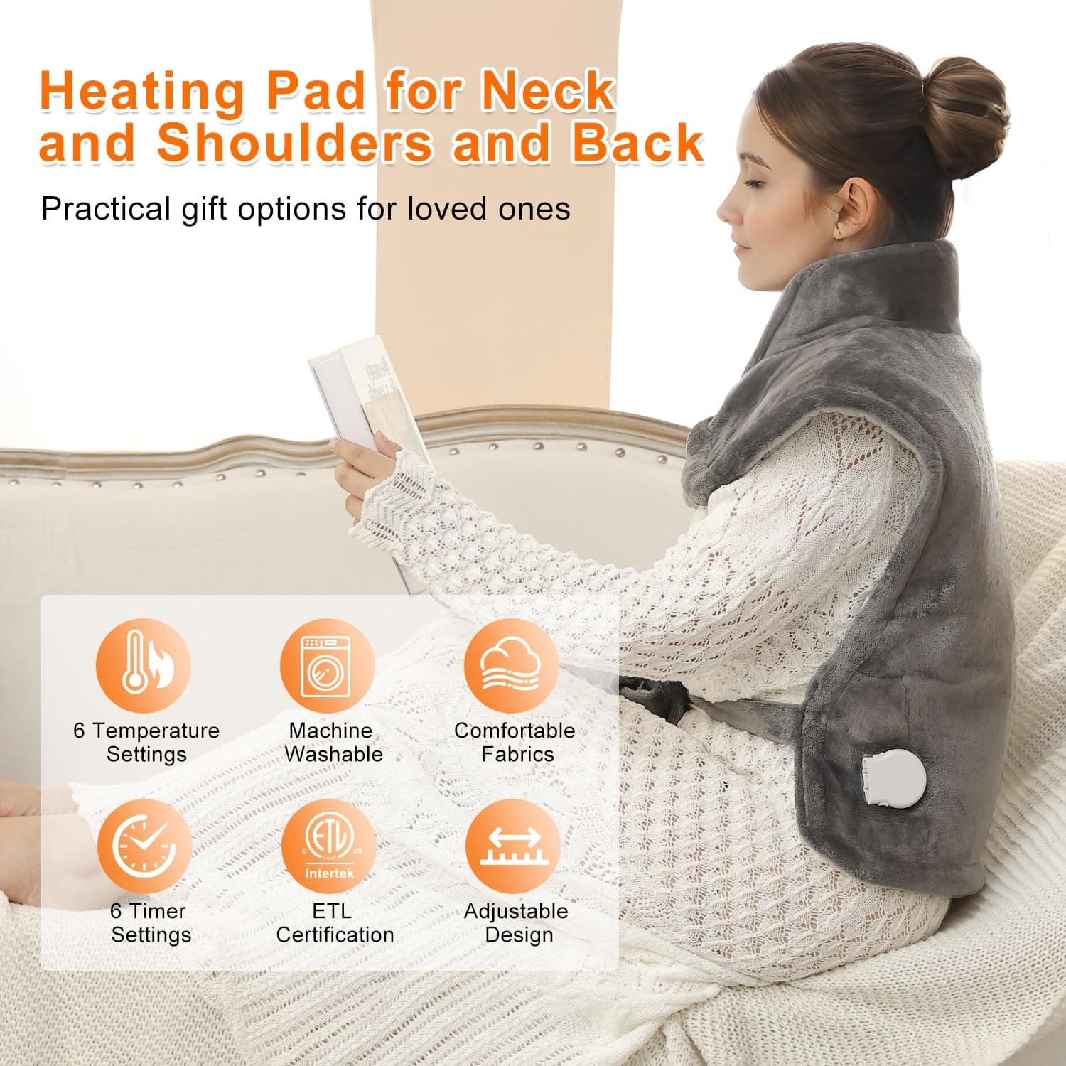 Heating Pad for Back Pain Relief Weighted Heating Pad for Neck and Shoulder C... 2