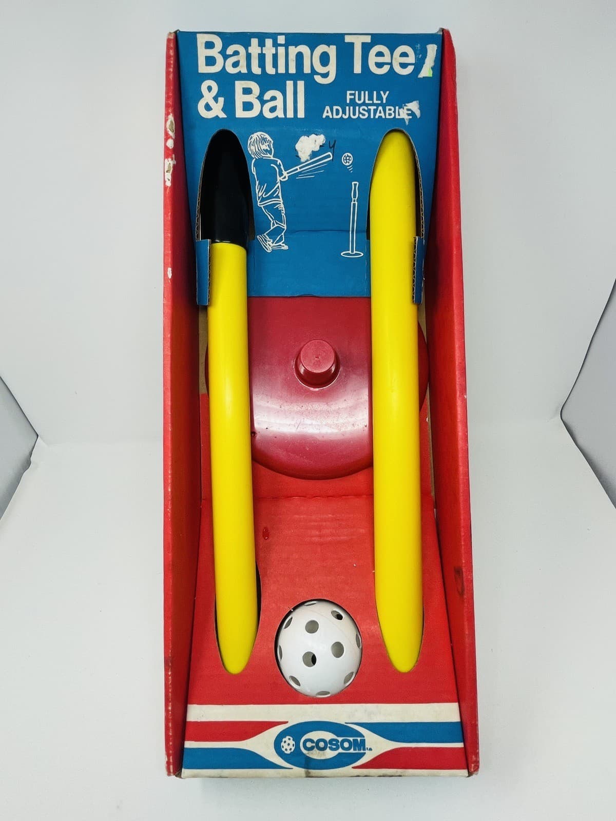 NEW Vintage Plastic Cosom Tap Hit Batting Tee Ball Bat Set Sports 2