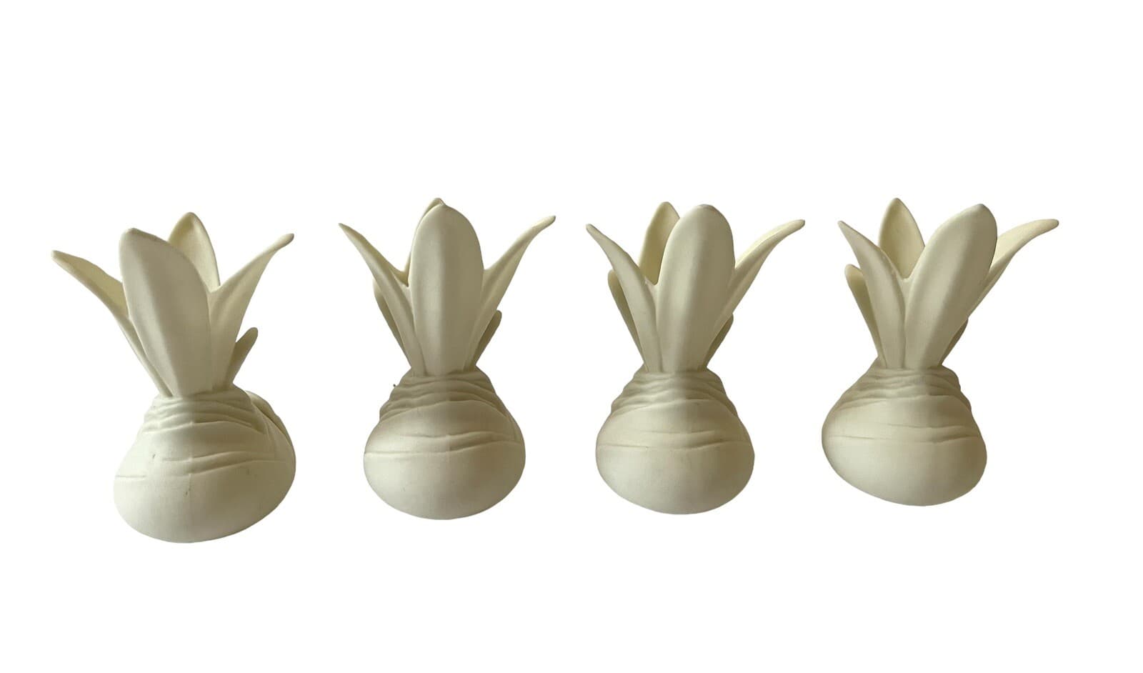 Vintage DEPT 56 Ivory Amaryllis Bulb Porcelain 3.5” Set Of 4 Card Holders 6