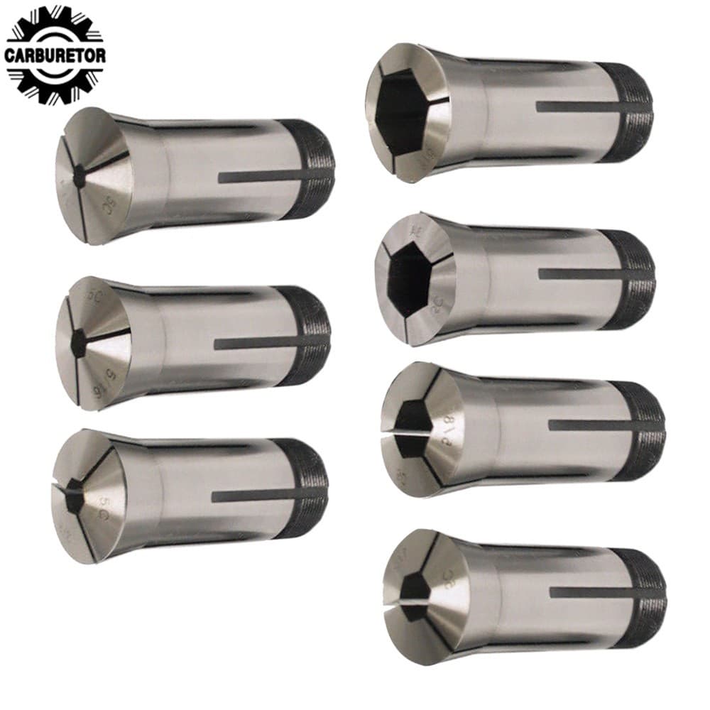 7Pcs Precision 5C Hex. Collet Set 1/4" 5/16" 3/8" 1/2" 5/8" 3/4" 7/8" TIR 0.0006 3