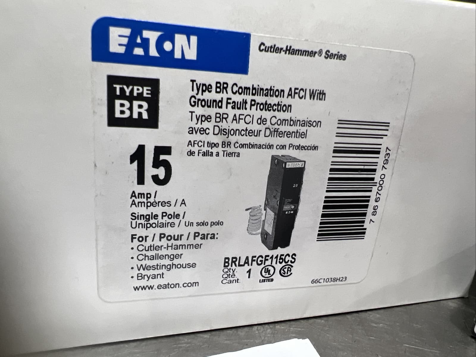 EATON BRLAFGF115CS Dual Purpose Arc fault/Ground Fault 15 amp 120V (A20-3) Nos 2