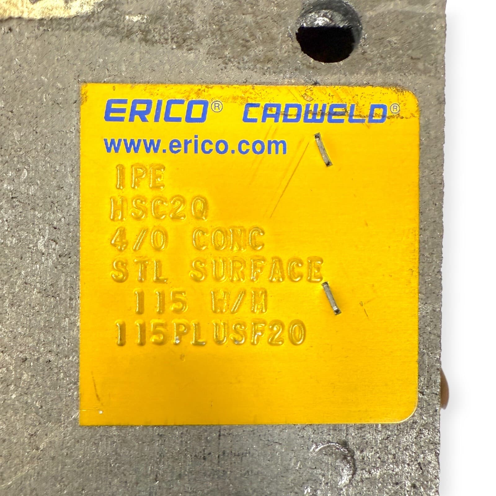 Erico Cadweld HSC2Q Graphite Mold 4/0 Concentric to Steel Pipe Flat Surface 115 4