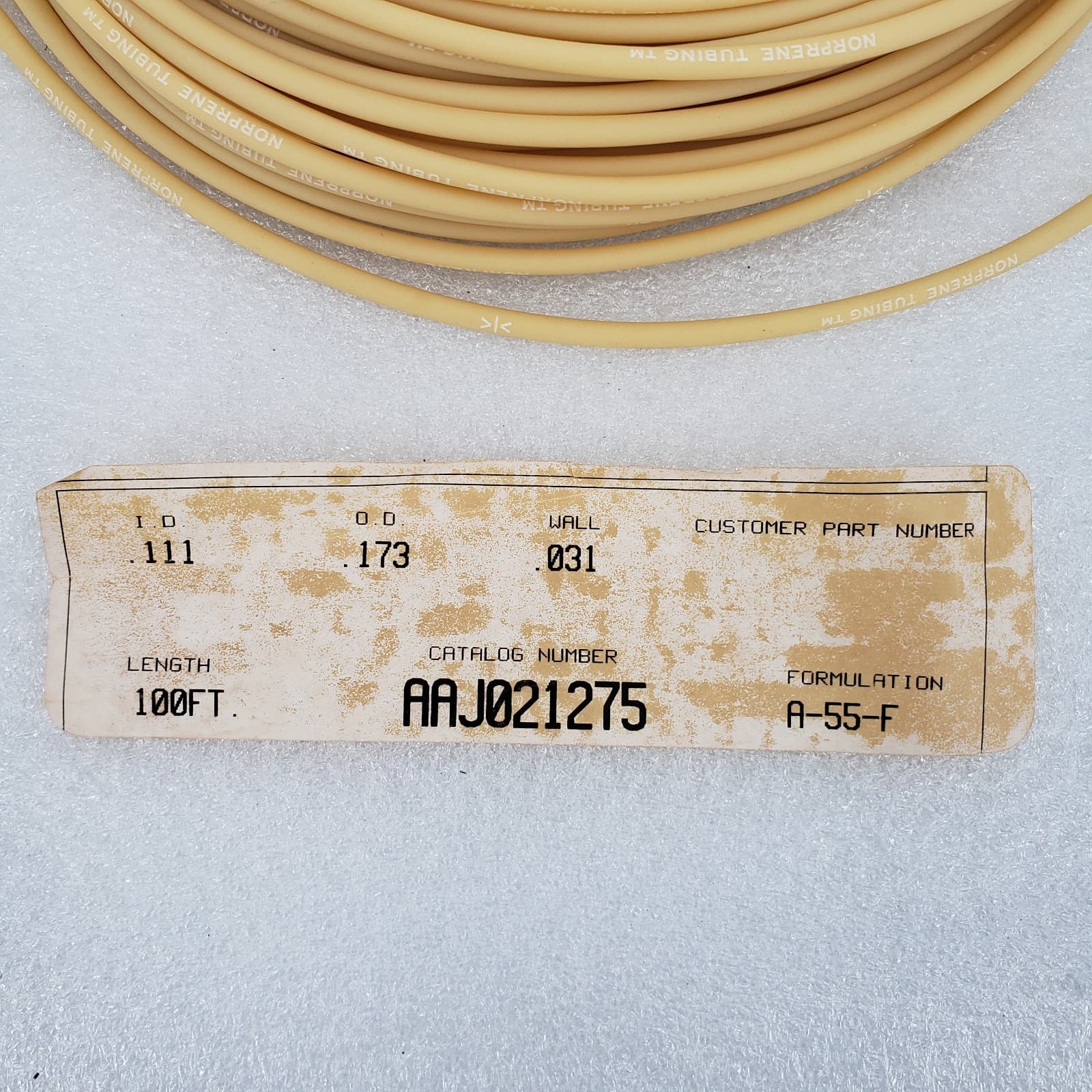 100 Feet Norprene Tubing AAJ021275  ID: .111  OD: .173  Wall: .031  A-55-F 2