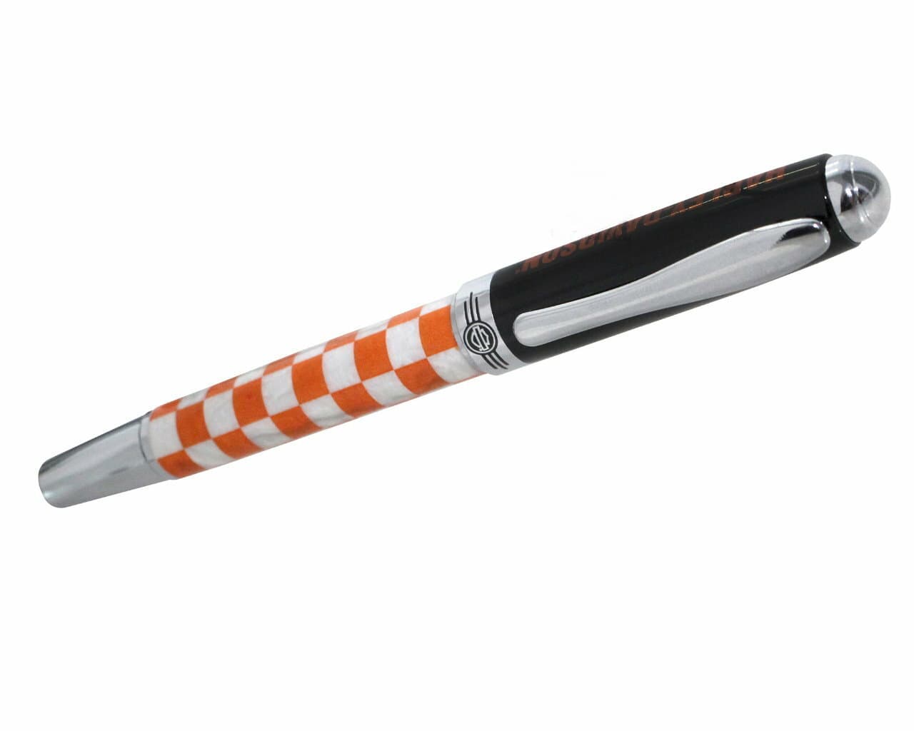 HARLEY-DAVIDSON® CHECKERED WRITING PEN NEW IN EMBOSSED LEATHER GIFT BOX 2