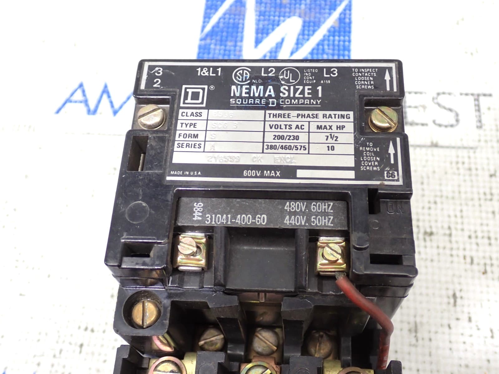 Square D Size 1 8536SCG3 Starter 3P 600V Contactor 480 Volt Coil - Tested ST320 3