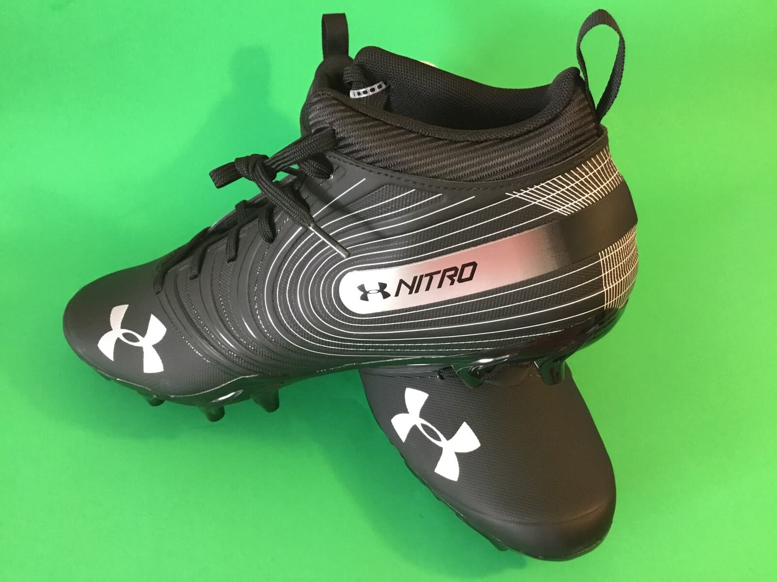 UNDER ARMOUR NITRO Men’s Football Cleats Shoes Size 13 Black w/Silver 5