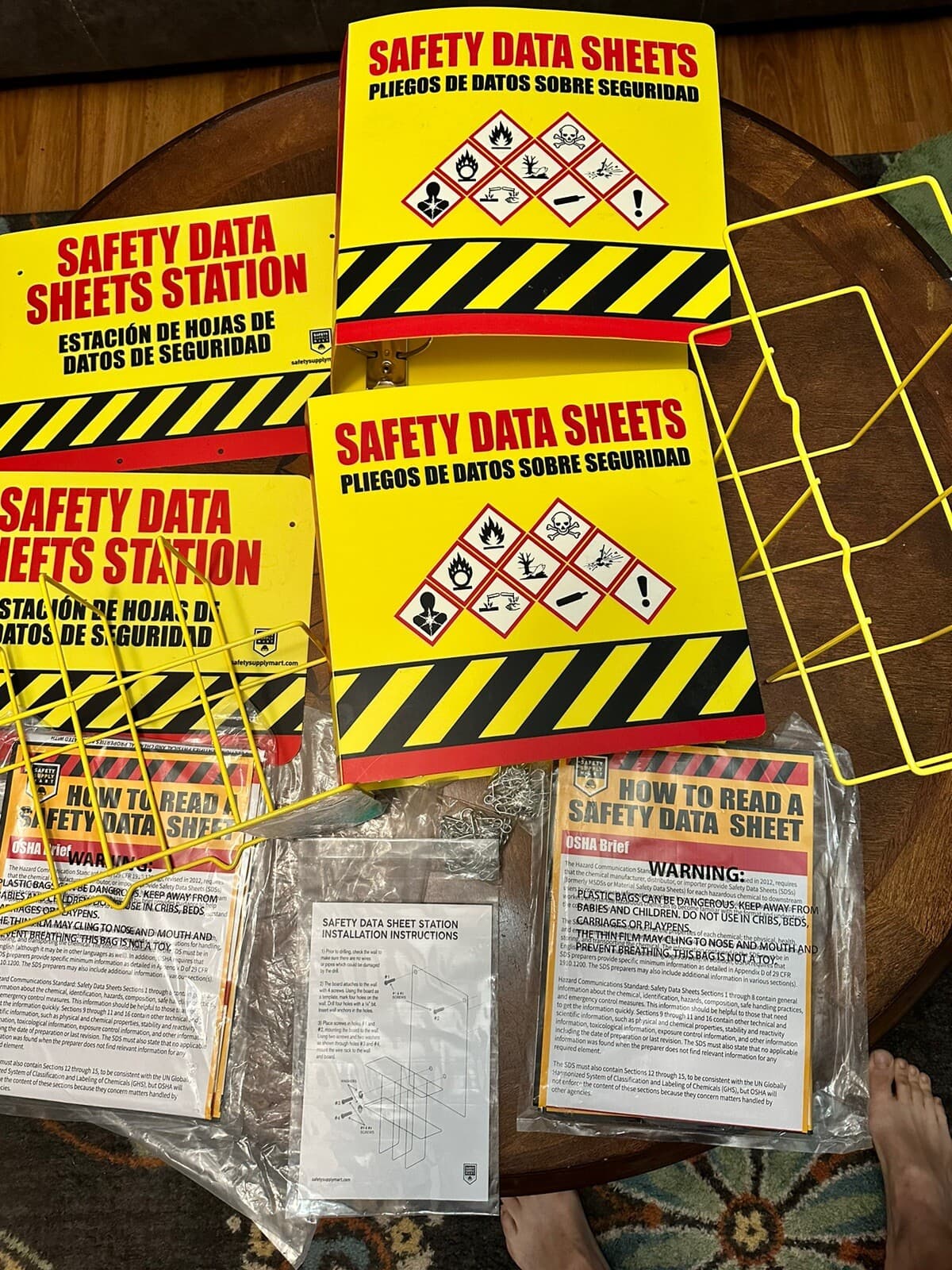 2 SDS Wall Stations With Safety Data Sheet Binder with Display Signs  "3 Ring" 3