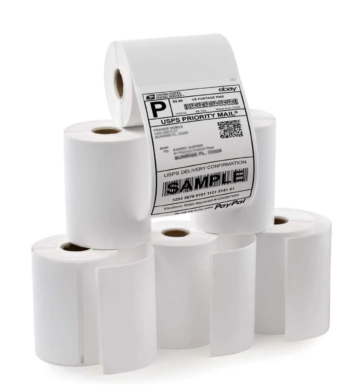 6 Rolls 4" x 6" Zebra 2844 Eltron ZP450 Direct Thermal Shipping 1500 Labels 2