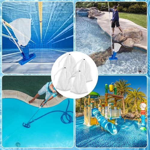 4Pcs Pool Vacuum Replacement Mesh Bag, Leaf Net Bag Fine White 6