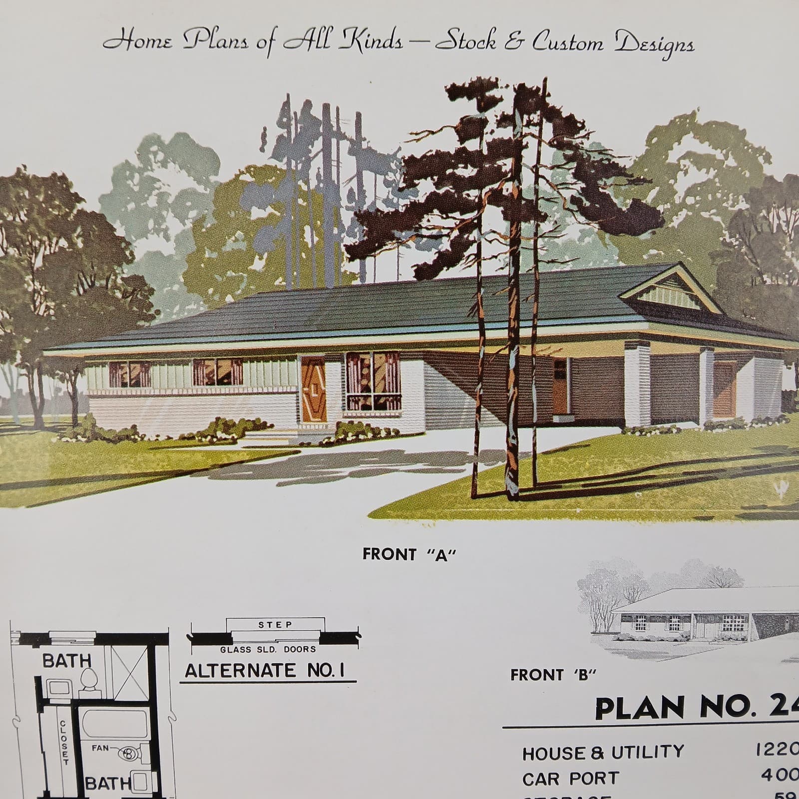MCM 1966 House Blueprint Plans W.D. Farmer Homes Plan #246 1220 sf 60s Ranch Vtg 2