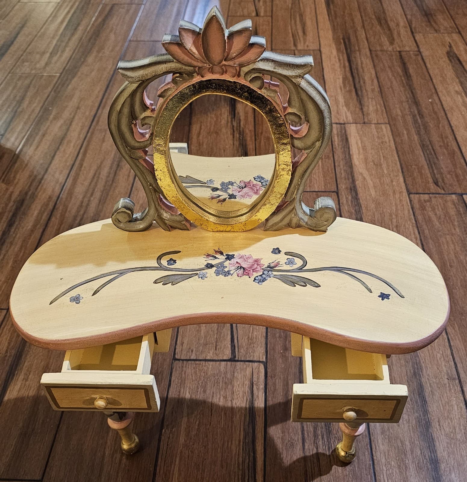Vintage Rare Katherines Collections Doll Vanity Stool Mirror Desk Handmade New 2