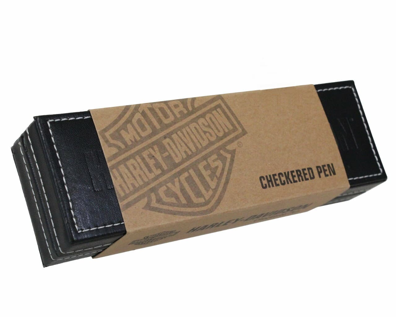 HARLEY-DAVIDSON® CHECKERED WRITING PEN NEW IN EMBOSSED LEATHER GIFT BOX 5