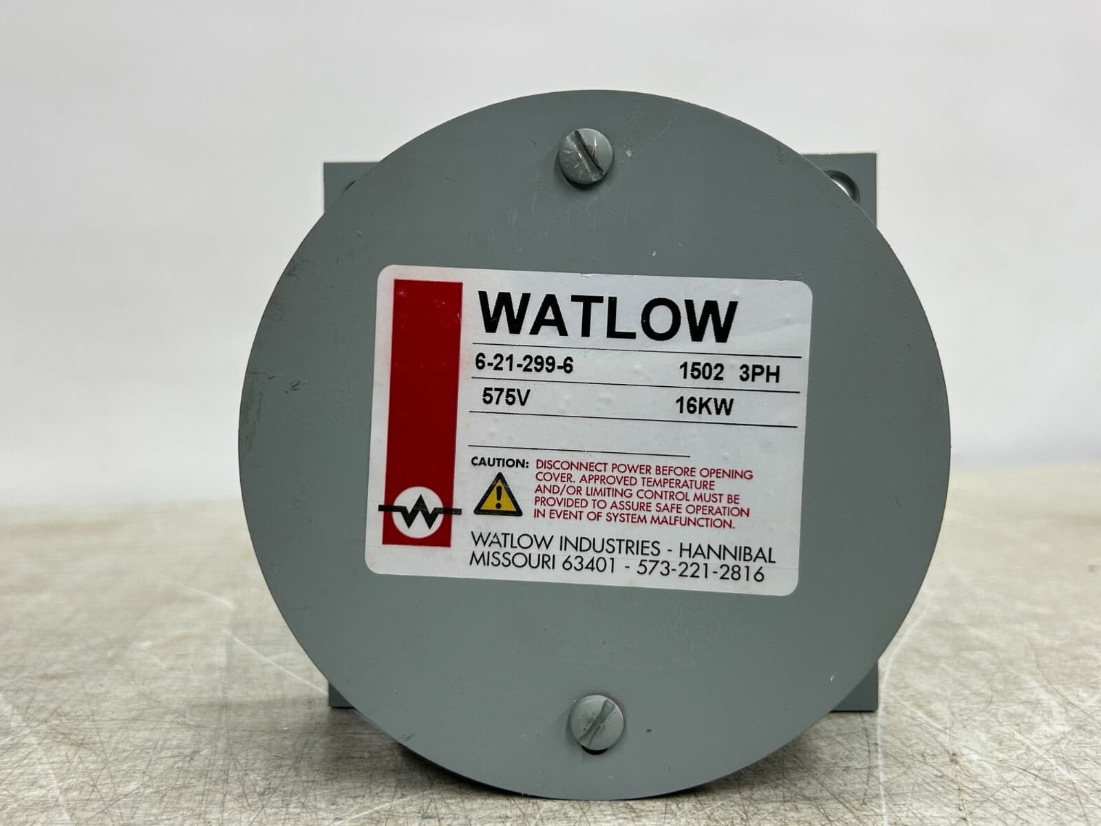 WATLOW 6-21-299-6 Immersion Heater 575Vac 16Kw 3Ph Square Flange 16000 watts 12" 2