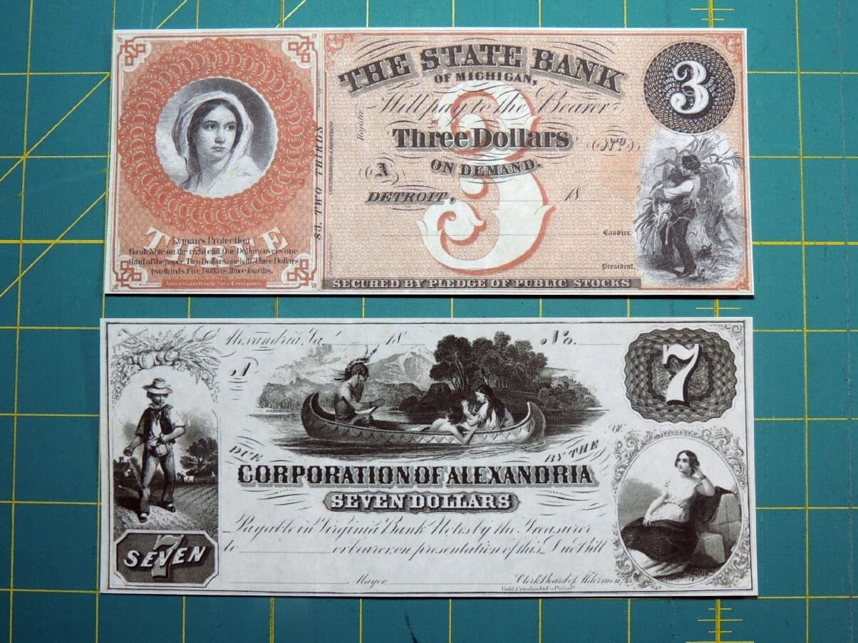 Reproduction Obsolete Bank Notes: Various Odd Denominations 6 Note Set 2