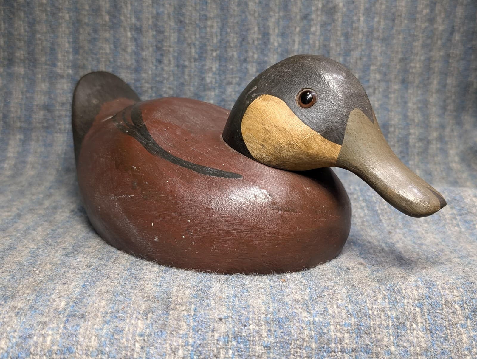Vintage Duck Decoy Ruddy Hand Carved Signed Ron Fisher Wooden Folk Art  Decoy 2
