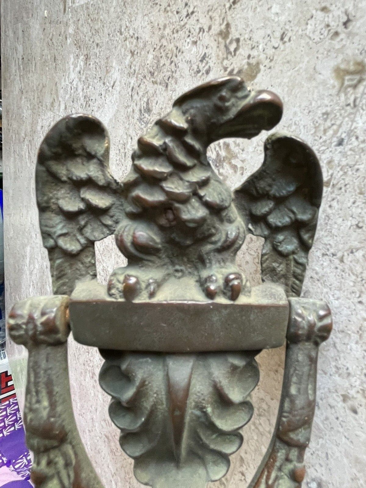 7" ANTIQUE c.1899 AMERICAN EAGLE ARCHITECTURAL SALVAGE DOORKNOCKER 3