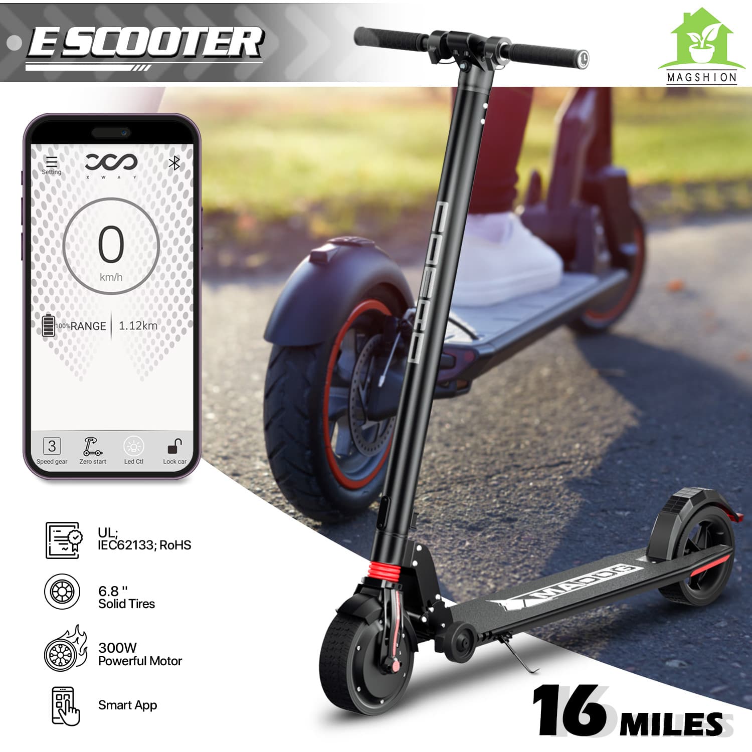 Folding Adult Electric Scooter Lightweight 19 mph High Speed Safe Urban Commuter