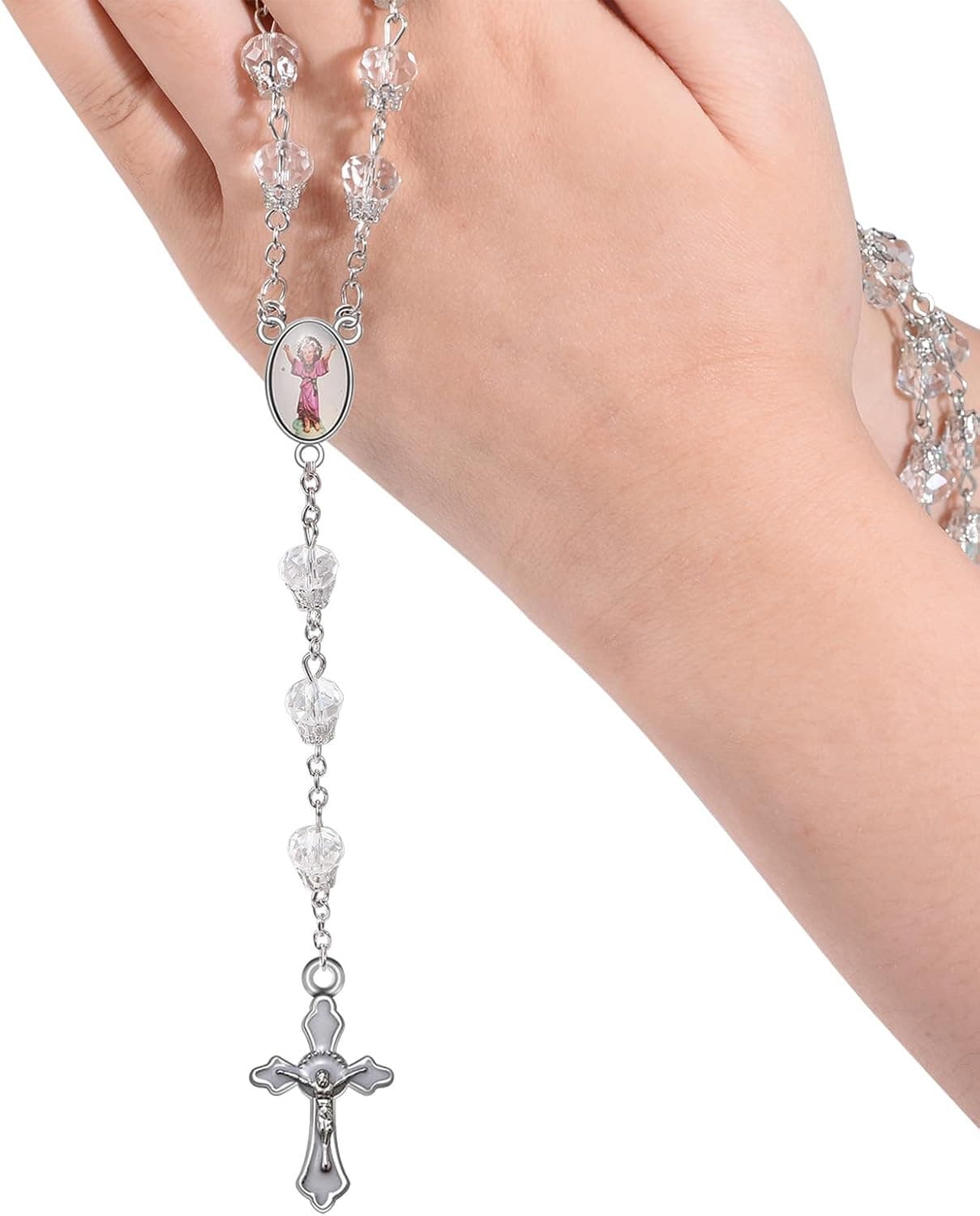 60Pcs/30Set Rosary Making Kits Supplies Religion Cross and Center Medal Charms 4