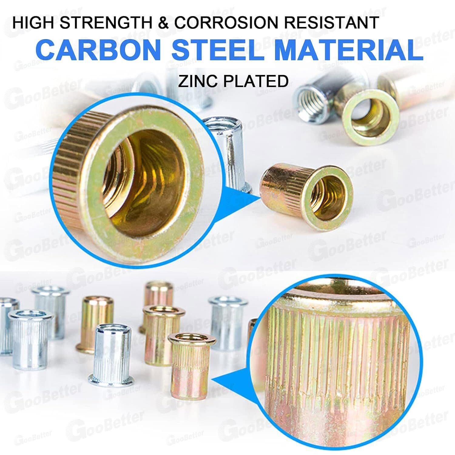 860x Rivet Nuts Kit Carbon Steel Rivet Nut Insert Nutsert Assortment Kit 6#~5/16 5