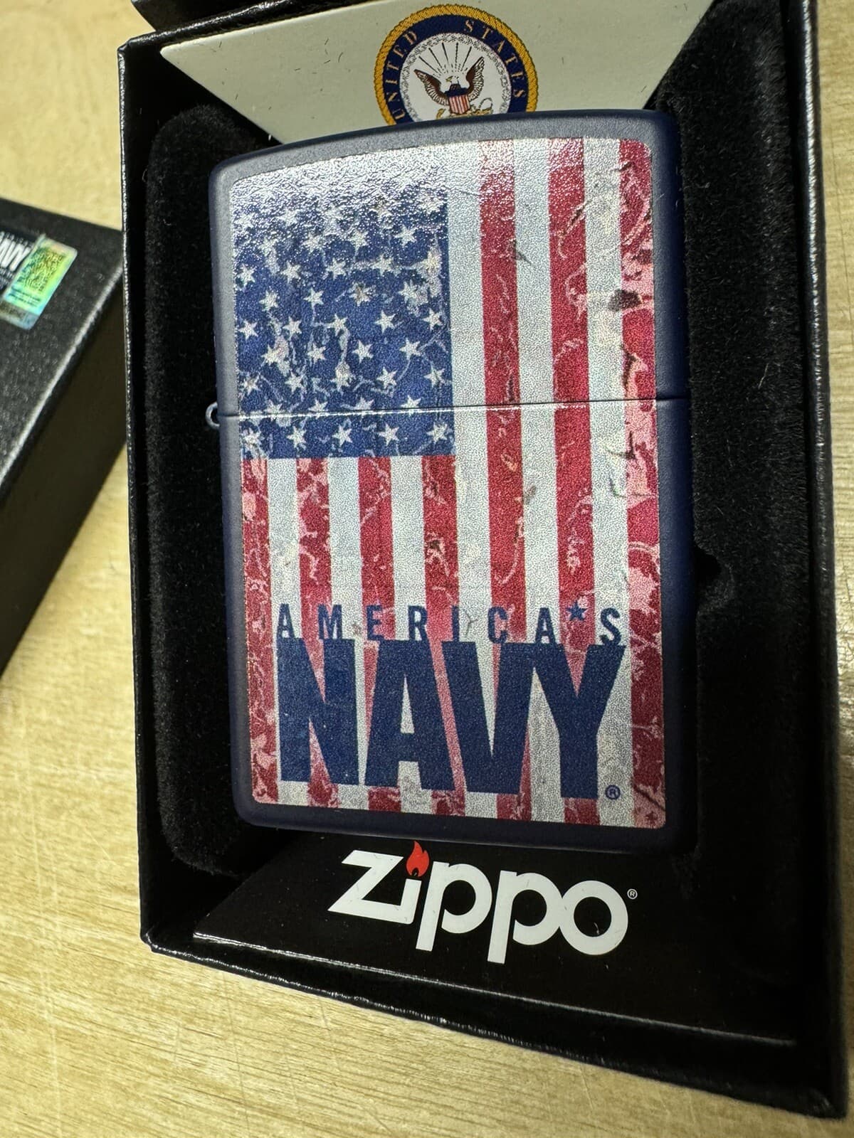 Zippo US Navy American Flag Design on Blue Lighter - 239 - New 2