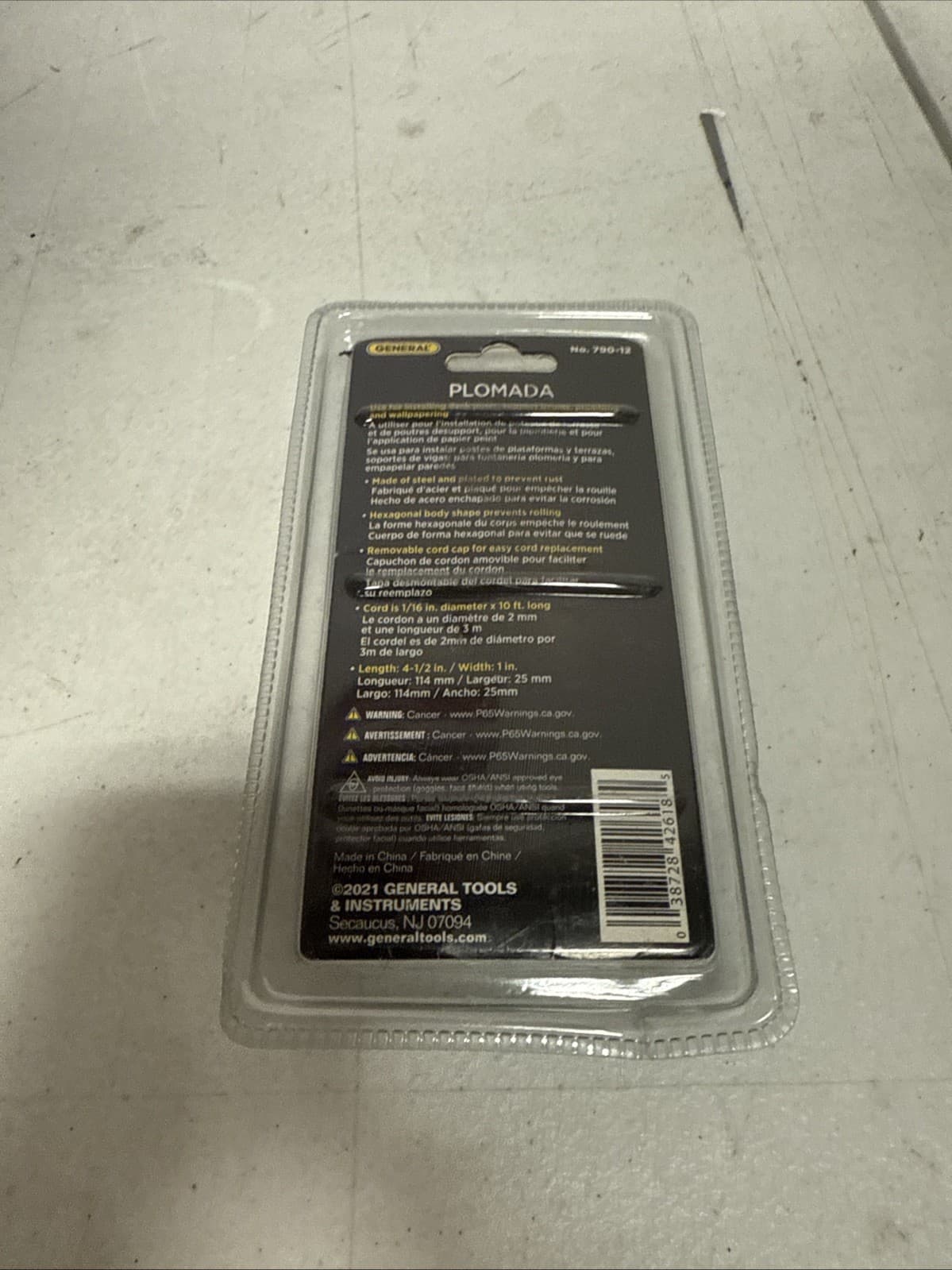General Tools 790-12 Hexagon Cold Drawn Nickel Plated Steel Plumb Bob 12 oz. 3