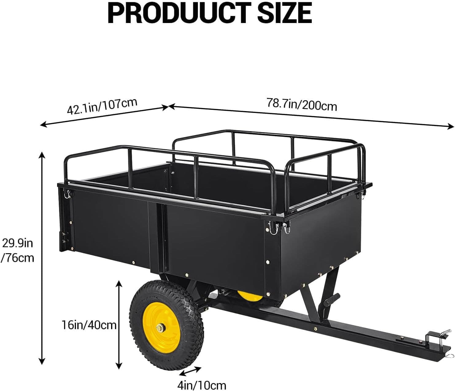 750lb Heavy Duty Dump Cart Garden Utility Trailer for ATV UTV Lawn Mower Tractor 4