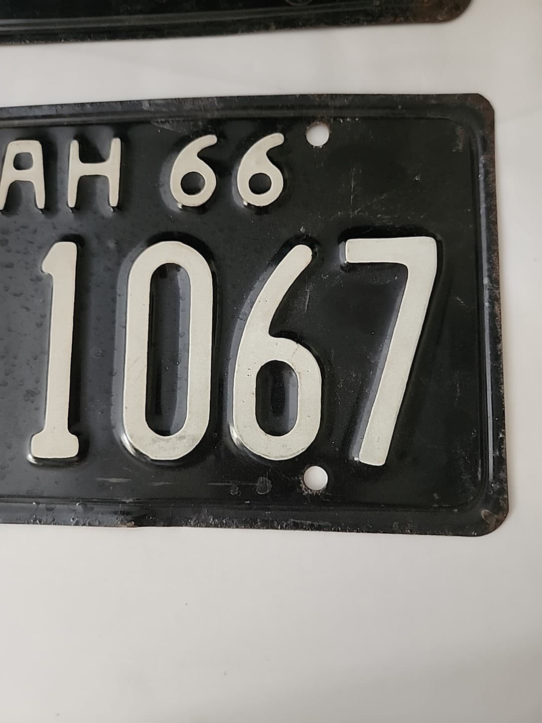 1966 Vintage Black Utah Auto License Plate Set Alpha Numeric 5