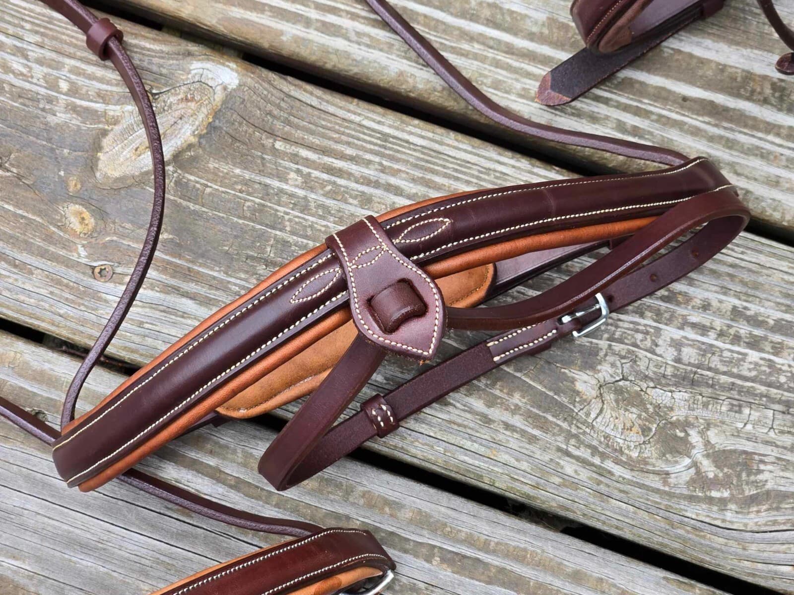 CWD Fancy Stitch Padded Monocrown Crank Caveson Noseband-Size 4-New-COLOR CHOICE 3