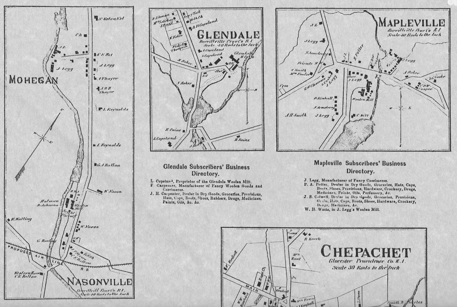 Glocester Chepachet Harmony RI 1870 Maps with Homeowners Names Shown 4
