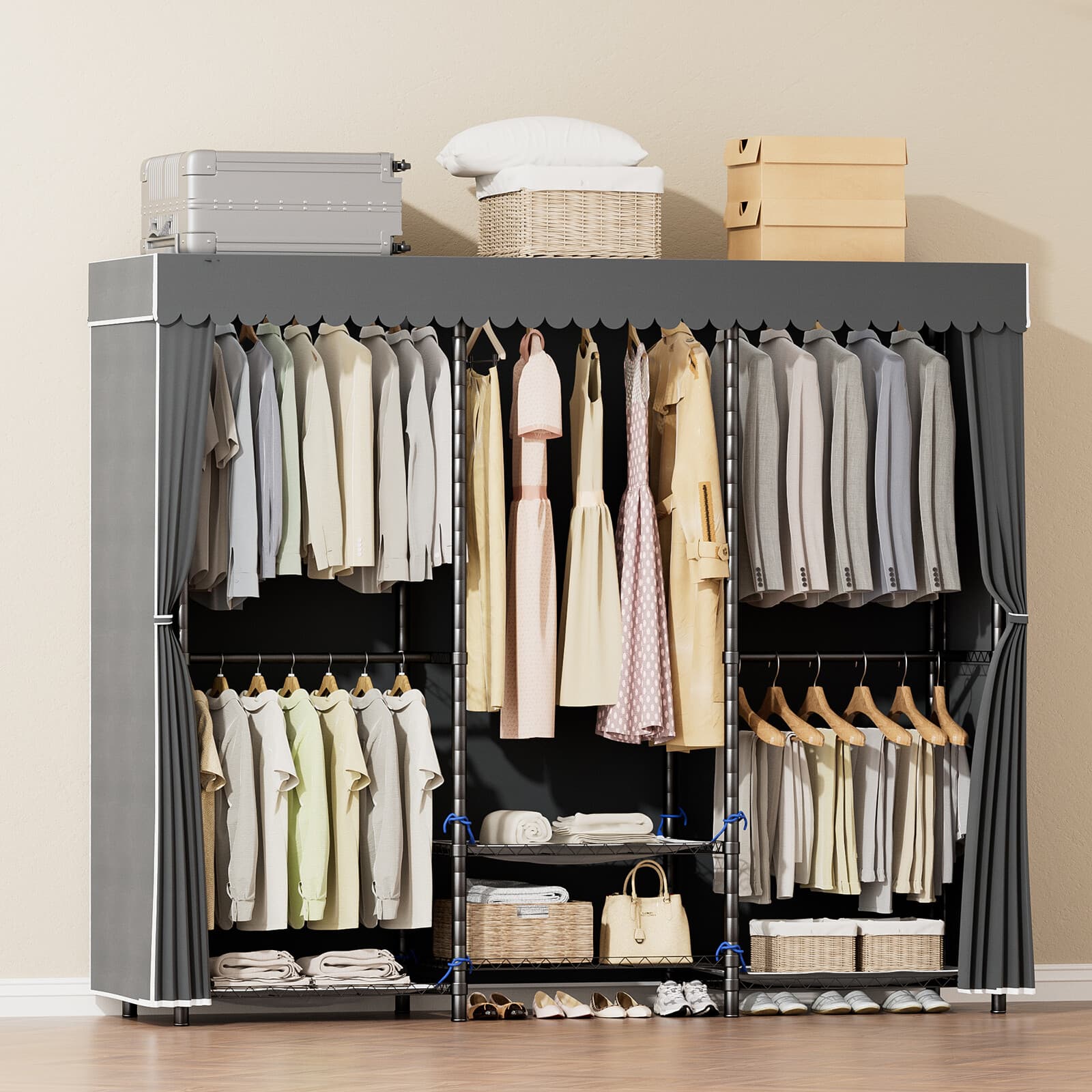 Large Heavy Duty Garment Rack Clothes Rack Freestanding Closet Clothing Shelves 2