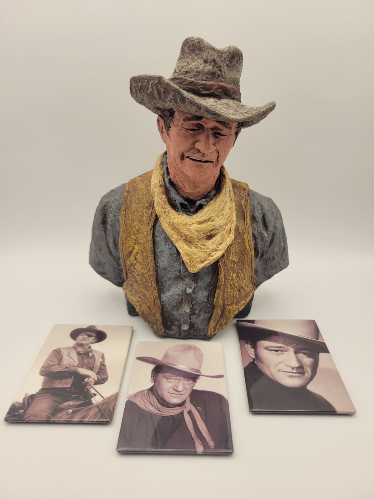 Original 1982 Daniel Monfort "John Wayne" Trail Boss Western Stone Sculpture Lot
