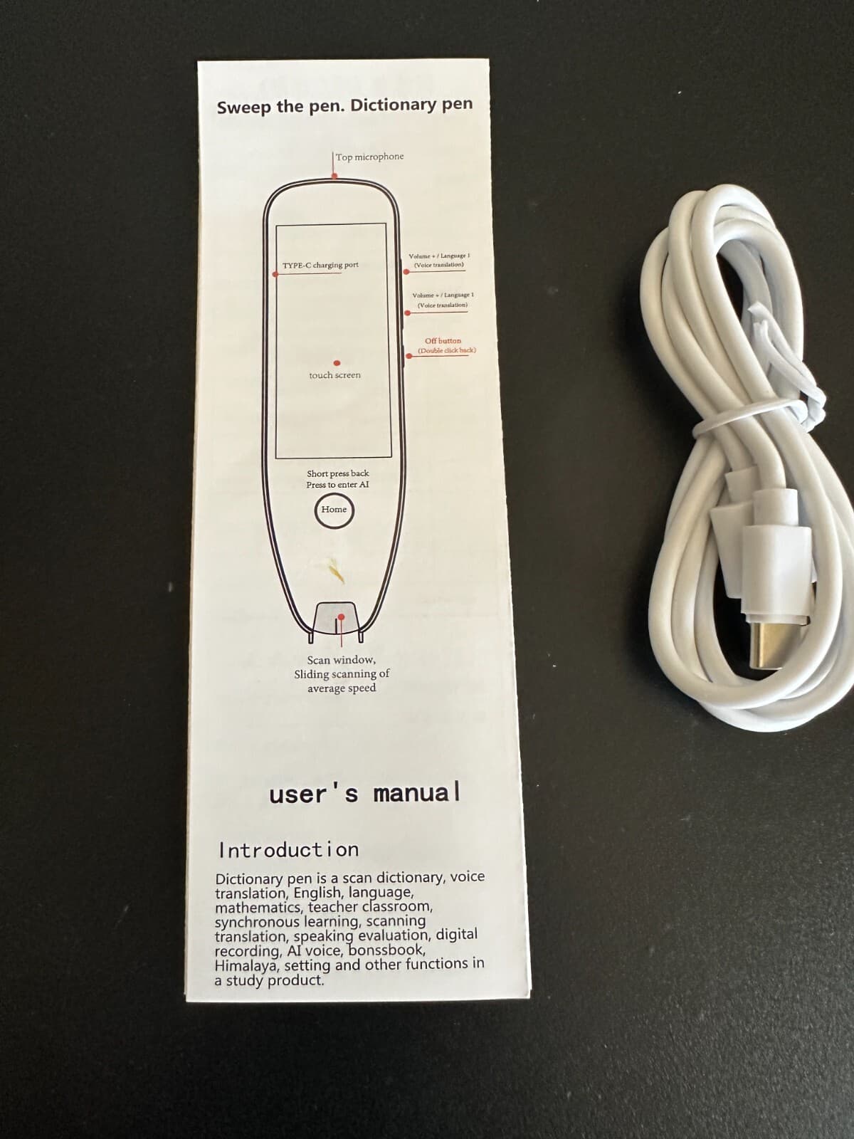 AI Translation Pen, Scanner Voice Camera Dictionary Smart Record 3