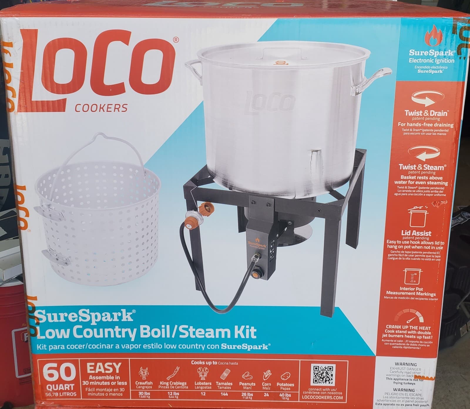 *NIB* Loco 60 Qt. SureSpark Cajun Crawfish Boil/ Turkey Fryer/ **Thanksgiving **