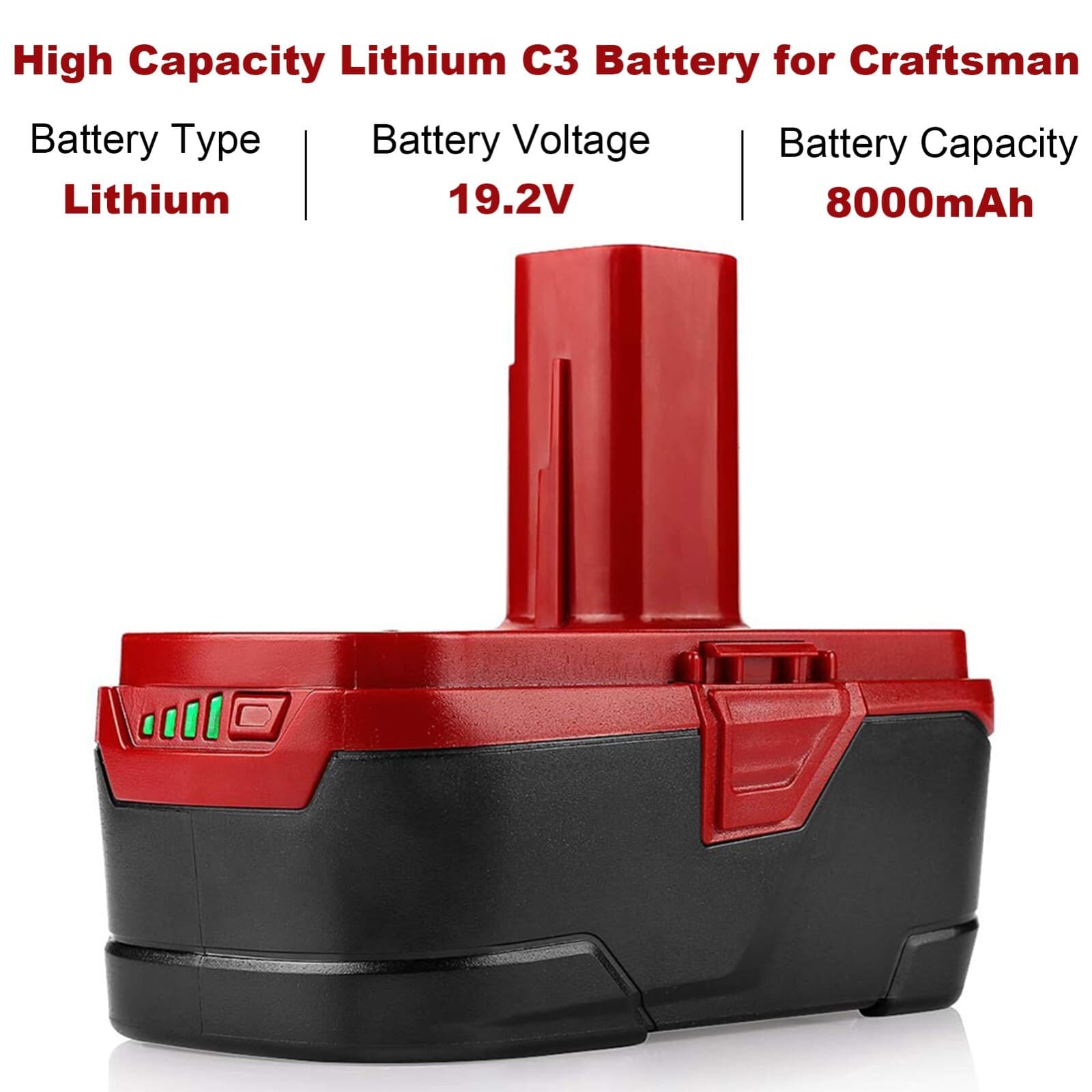 2Pack 19.2V 8.0Ah For Craftsman C3 DieHard Lithium ion XCP Battery 11375 11570 3