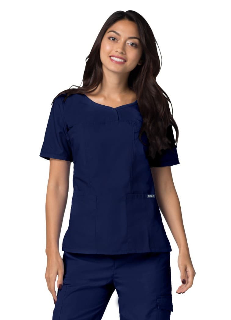 Adar Universal Women's Scrub Set - V-neck Scrub Top and Elastic Pull Scrub Pants 2