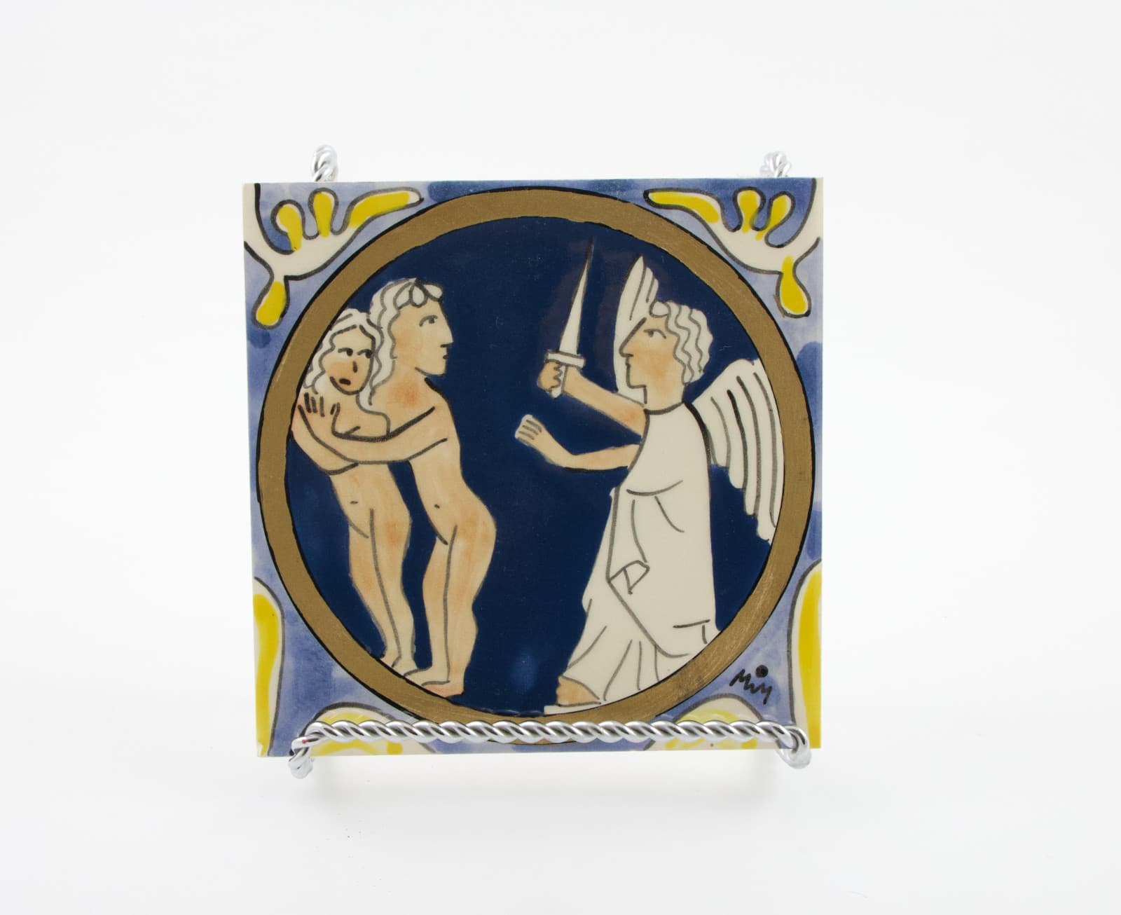 Vtg Mirjana Mladinov Adam & Eve 13th C. Schocken Bible Religious Jerusalem Tile