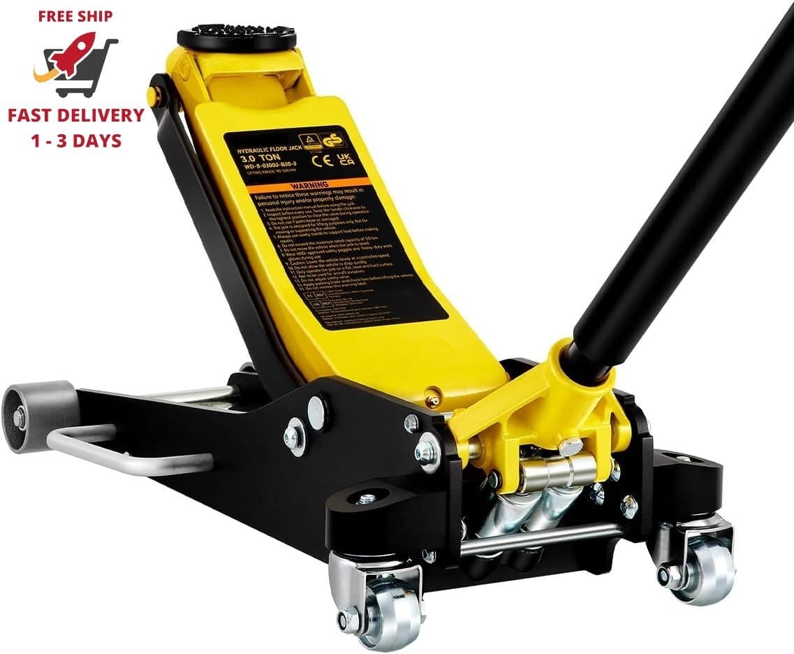 Gato de piso de carreras de perfil bajo de 3 toneladas, de aluminio y acero