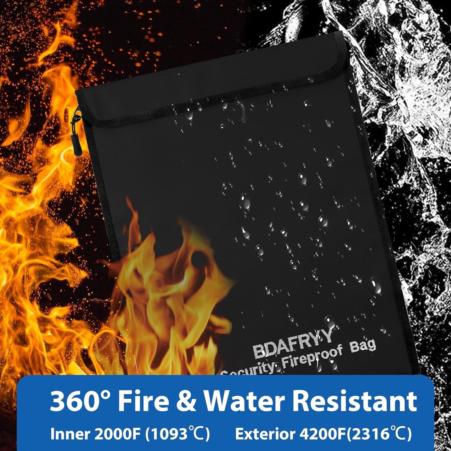 3 Pcs Fireproof Document Bag,Waterproof Money Important Document Bag(2000℉) 6