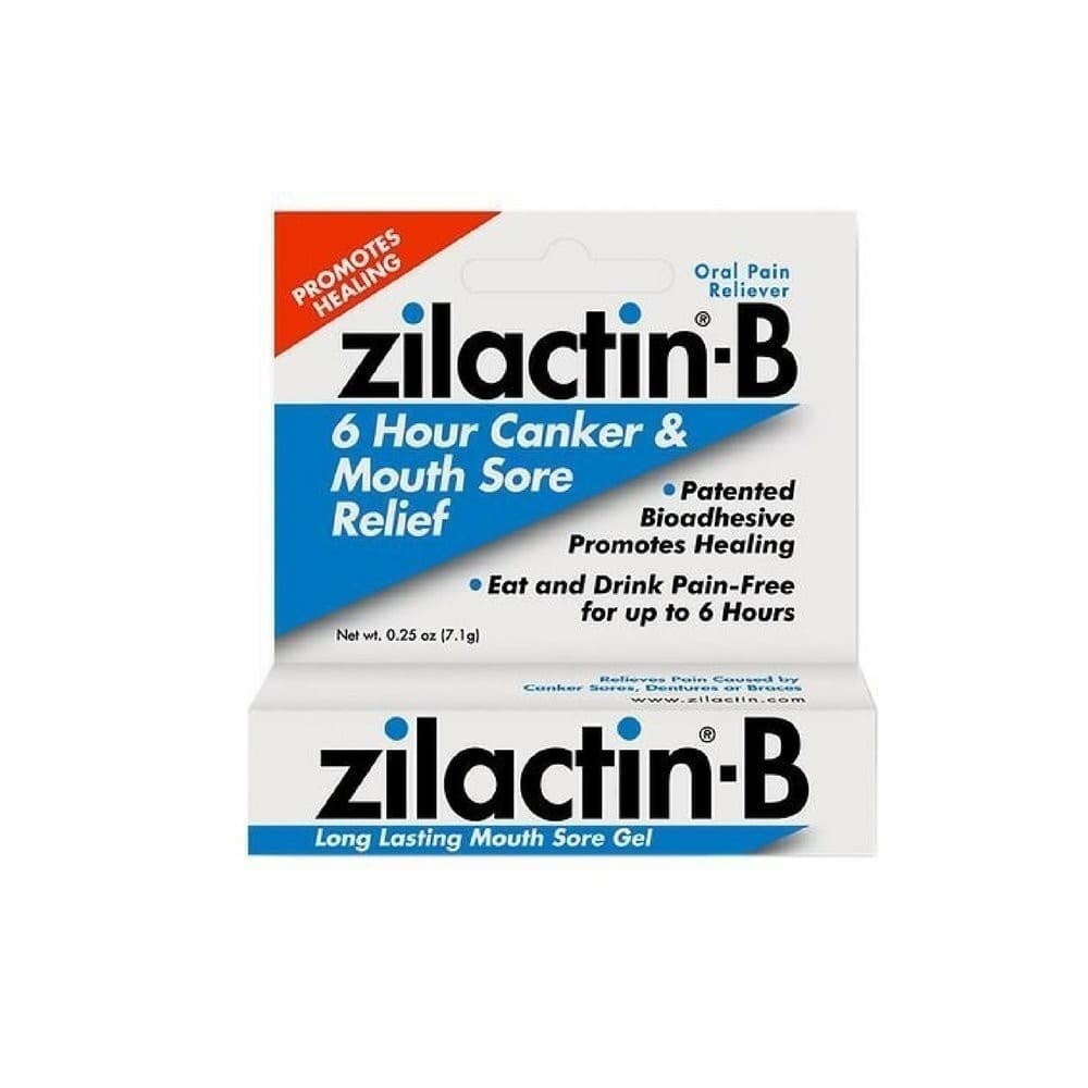 Zilactin B Canker & Mouth Sore Gel Long Lasting Oral Pain Fast Relief 0.25 oz