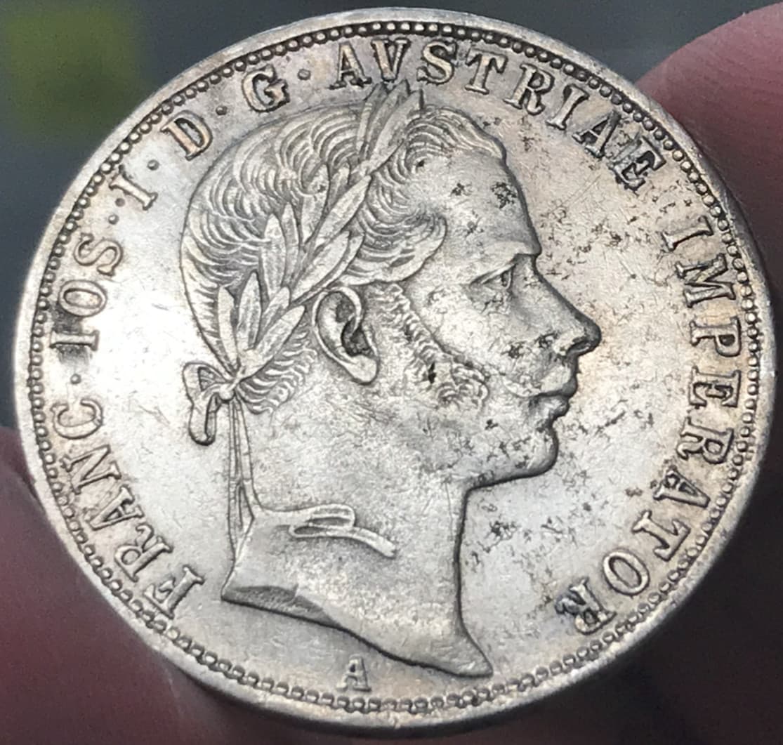 1859-A Austrian Empire 1 Florin - Francis Joseph I - 12.34g .900 Silver 2