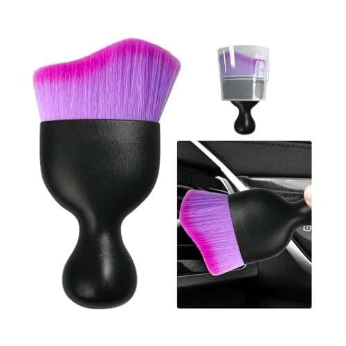 Ziciner Car Detailing Brush, Curved Soft Bristles Auto 1 PC Double Purple 4