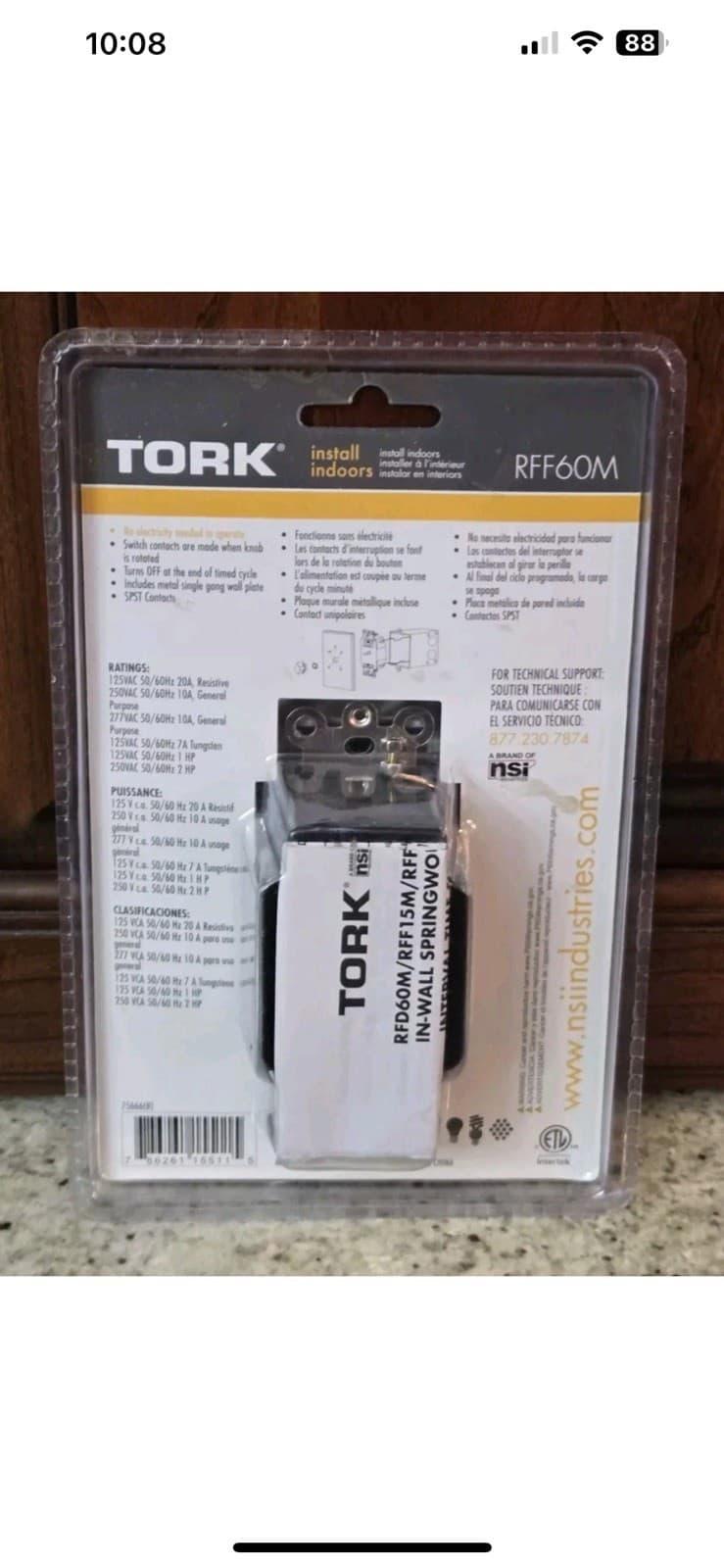 Tork In-Wall Interval Timer Switch, Range 0-60 Minutes SpringWound RFF60M Indoor 2