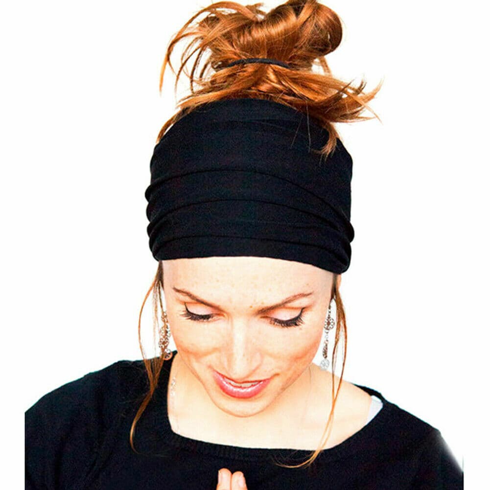 2pcs Elastic Stretch Wide Head band Hairband Running Yoga Turban Women Head mask 3